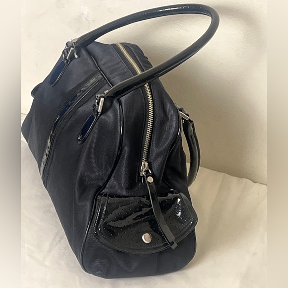 Cole Haan Canavas Patent Leather double handle Shoulder Handbag Black. - Picture 1 of 16